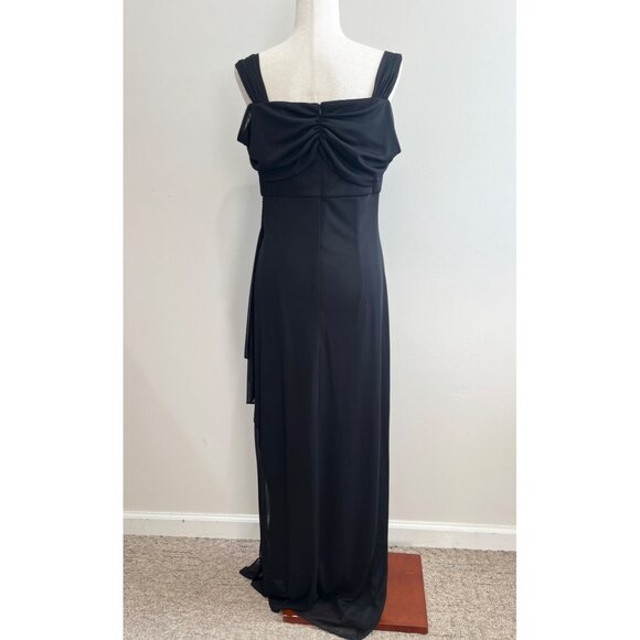 VTG Alex Evenings Gown  Maxi Dress Womens 10 Black Draped Sheer - Picture 2 of 9